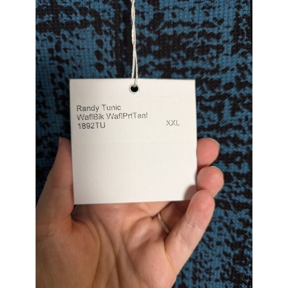 Inside Out brand teal & black colorblock waffleknit Randy tunic top XXL - Picture 4 of 6